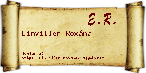 Einviller Roxána névjegykártya
